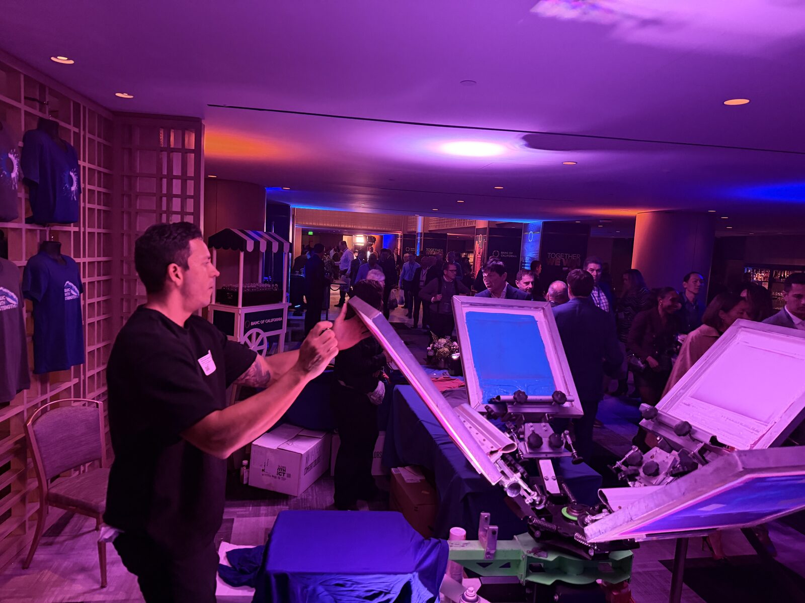 Live printing station set up at a corporate gala evening event